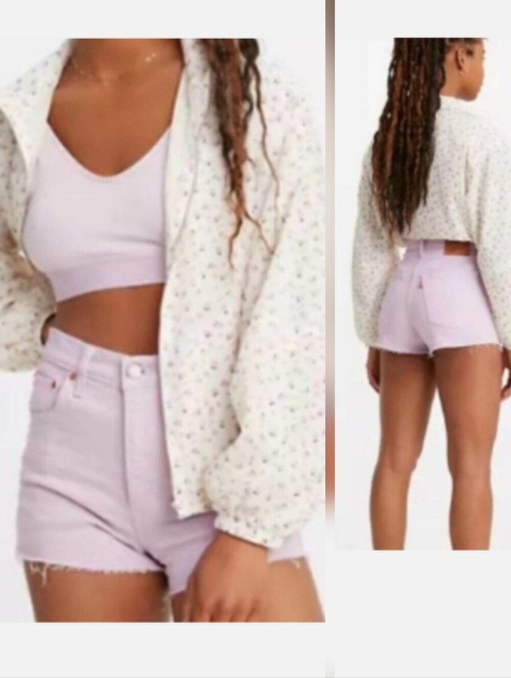 LEVI'S Ribcage Shorts raw hem purple Lavendar size 27 90s vibe y2k new!!